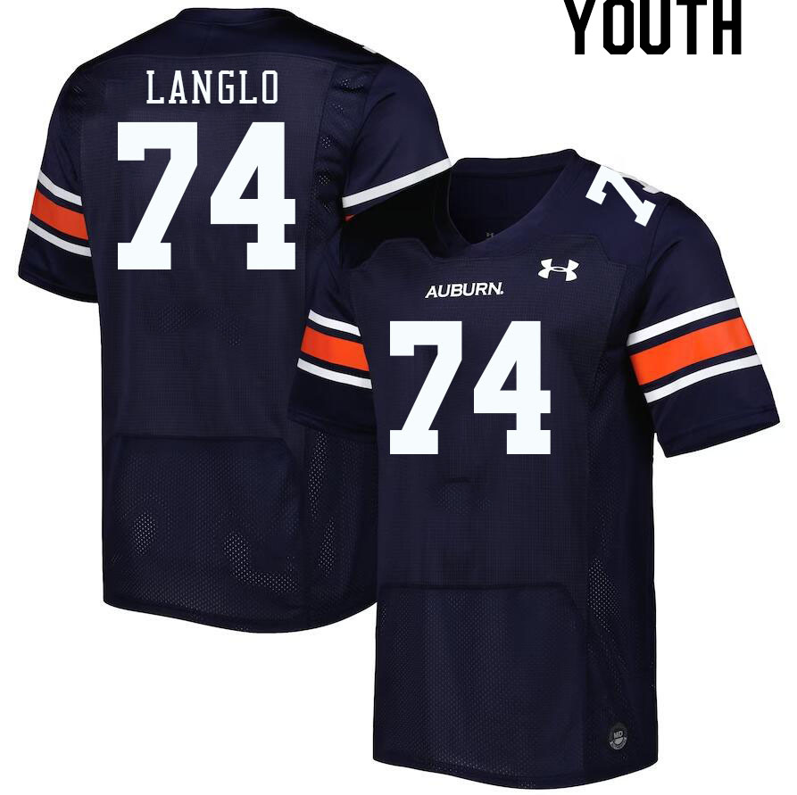 Youth Auburn Tigers #74 Garner Langlo Navy 2023 College Stitched Football Jersey